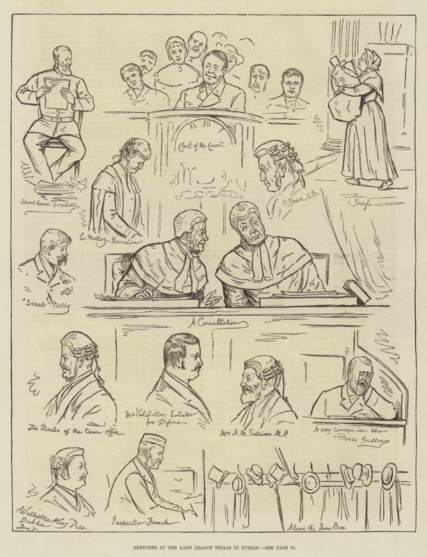 Croquis des procès de la Ligue agraire à Dublin - English School