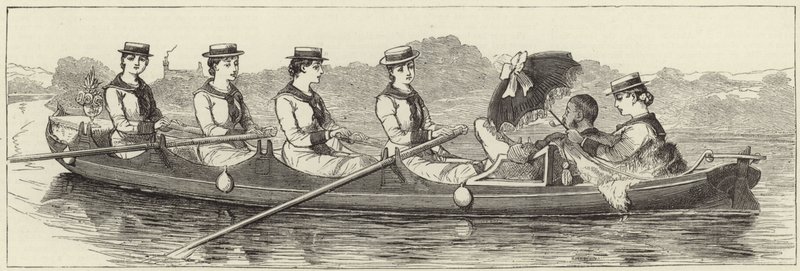 Croquis depuis un bateau à vapeur à la régate de Henley - English School