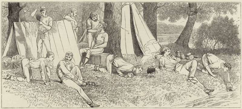 Croquis depuis un bateau à vapeur à la régate de Henley - English School