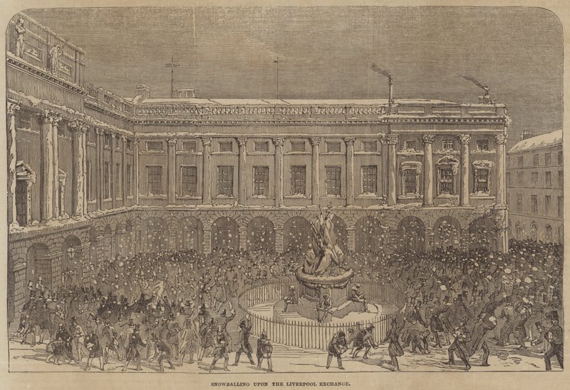 Bataille de boules de neige à la Bourse de Liverpool - English School