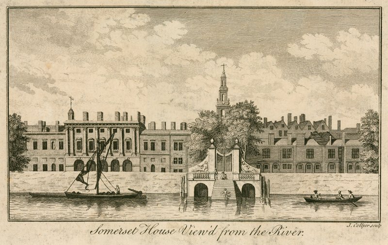 Somerset House, The Strand, Londres, vue de la Tamise - English School