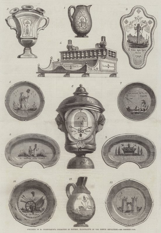 Spécimens de la collection de poterie de M. Champfleury, illustrant la Révolution française - English School