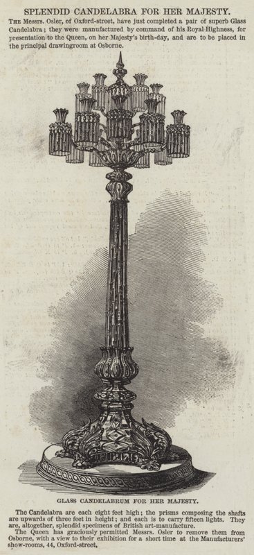 Splendide candélabre pour Sa Majesté (gravure) - English School