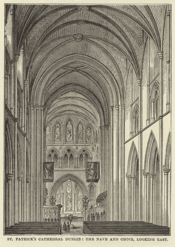 Cathédrale Saint-Patrick, Dublin, la Nef et le Chœur, vue vers l