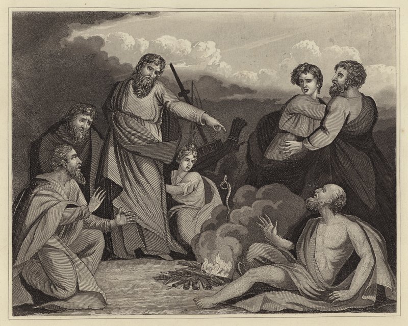 Saint Paul secoue la vipère de sa main (gravure) - English School