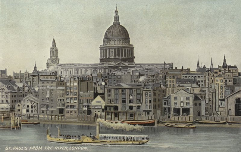 St Pauls depuis la rivière, Londres - English School