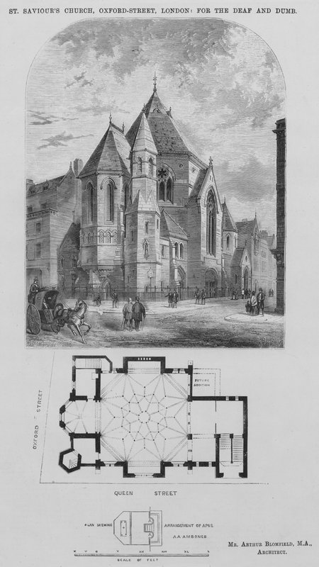 Église St Saviour, Oxford Street, Londres, pour les sourds et muets (gravure) - English School