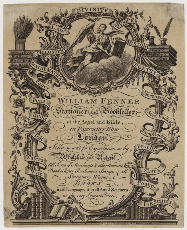 Papetier et libraire, William Fenner, carte de visite - English School