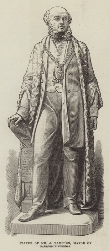Statue de M. J Ramsden, maire de Barrow-in-Furness (gravure) - English School