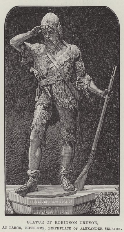 Statue de Robinson Crusoé, à Largo, Fifeshire, lieu de naissance d