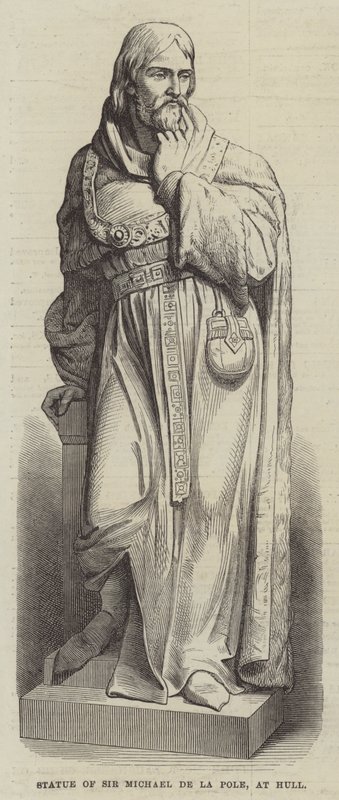 Statue de Sir Michael de la Pole, à Hull (gravure) - English School