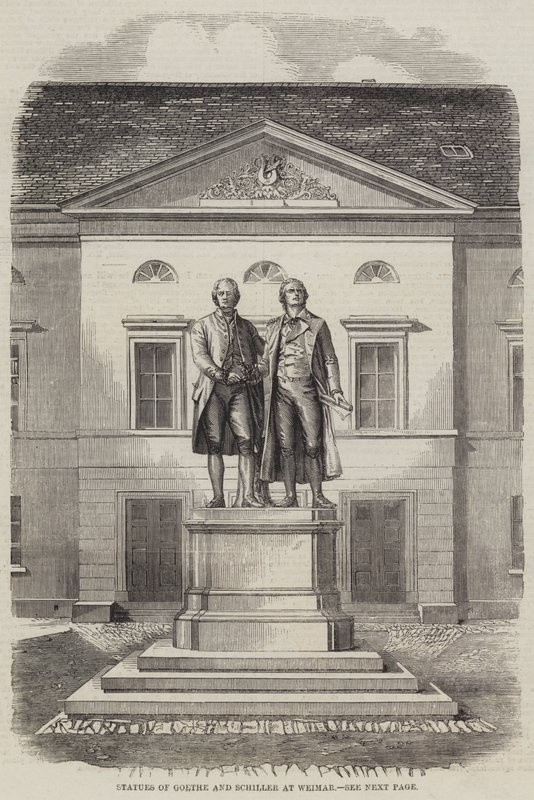 Statues de Goethe et Schiller à Weimar (gravure) - English School
