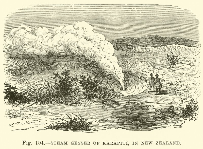 Geyser de vapeur de Karapiti, en Nouvelle-Zélande - English School
