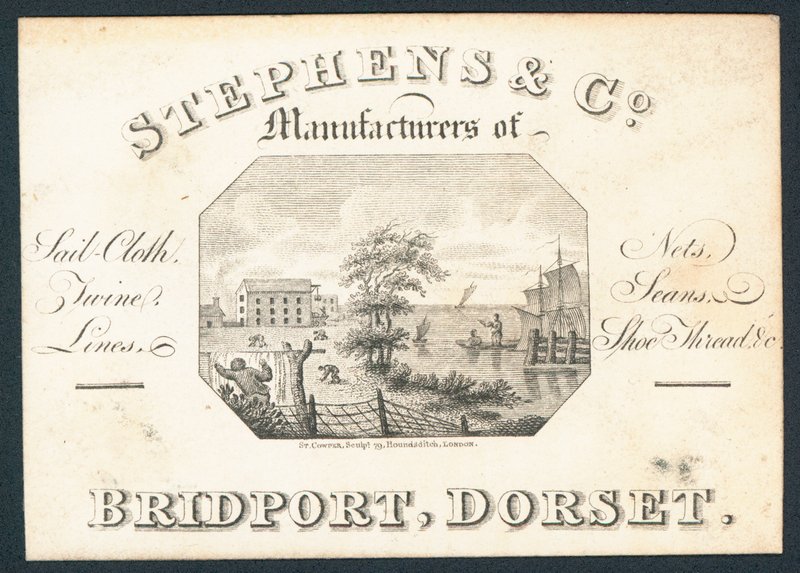 Stephens & Co, fabricants de toile à voile, filets, ficelles, lignes et fil à chaussures, carte de visite - English School