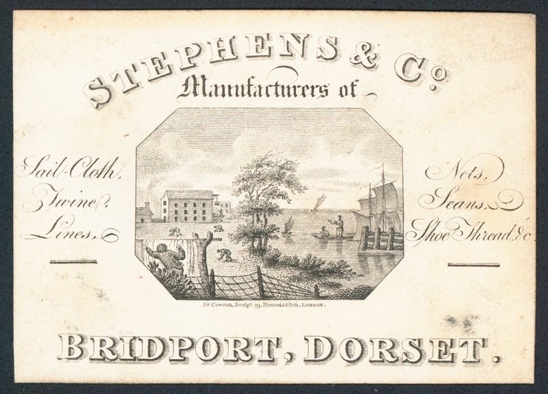 Stephens & Co, fabricants de toile à voile, filets, ficelles, lignes et fil à chaussures, carte de visite - English School