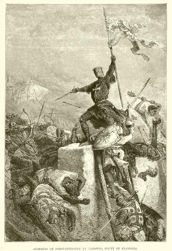 Prise de Constantinople par Baudouin, comte de Flandre - English School
