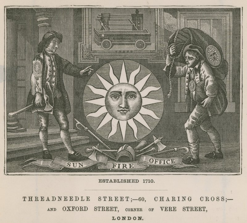 Sun Fire Office, Threadneedle Street, 60 Charing Cross, et Oxford Street, Londres - English School