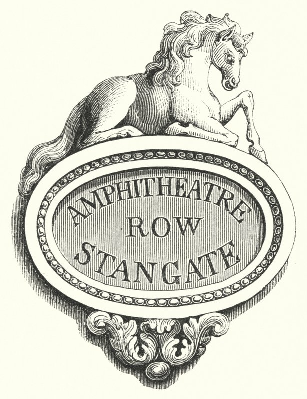 Tablettes pour coins de rue, Amphitheatre Row, Stangate (gravure) - English School