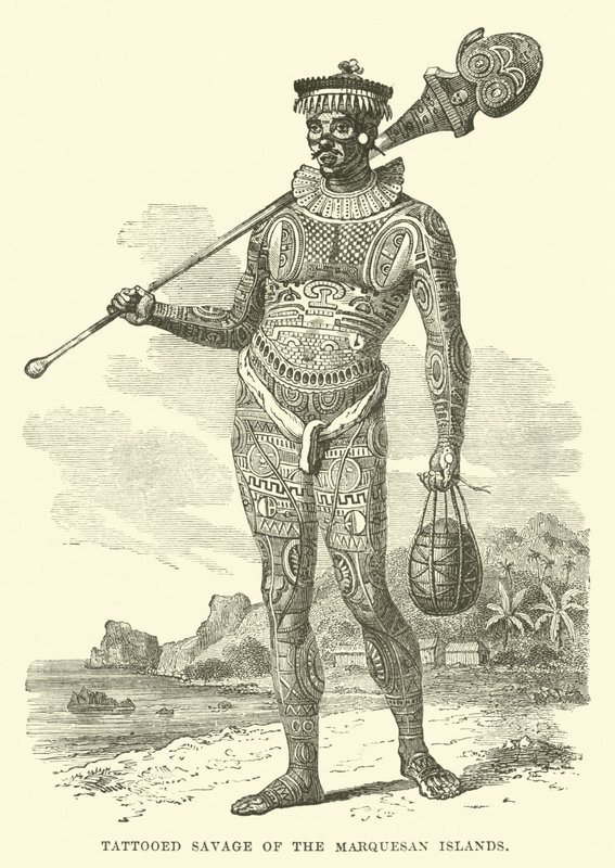 Sauvage tatoué des îles Marquises - English School
