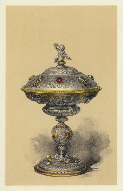 Tazza avec couvercle en argent serti de bijoux - English School