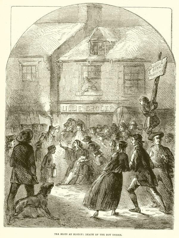 Émeutes du thé à Boston : Mort du garçon Snider - English School