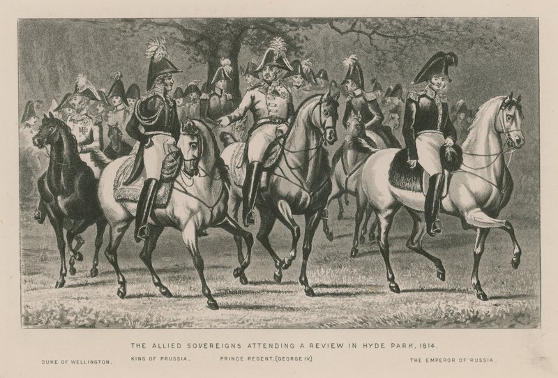 Les Souverains Alliés assistant à une revue à Hyde Park, 1814 - English School