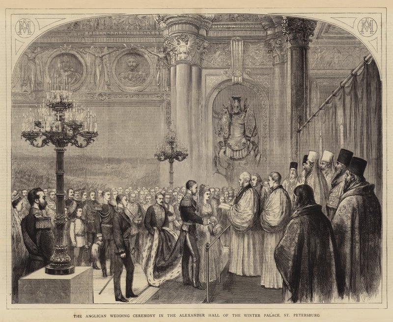 La cérémonie de mariage anglican dans la salle Alexandre du palais d