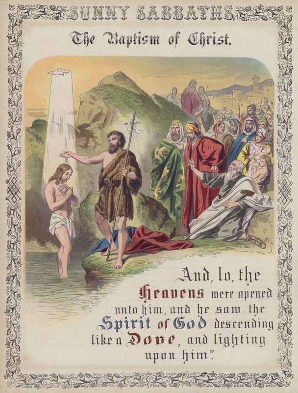 Le Baptême du Christ (gravure en couleur) - English School