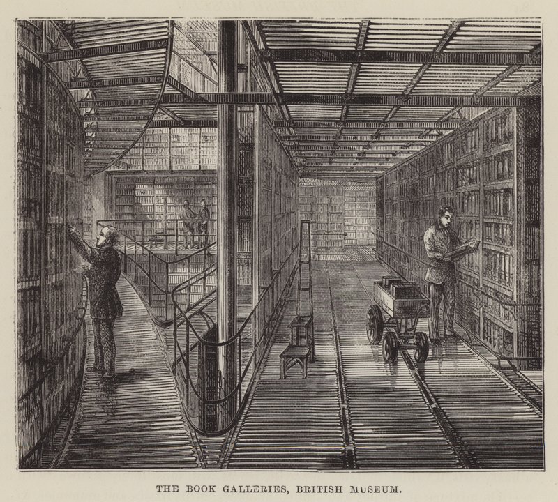 Les galeries de livres, British Museum (gravure) - English School