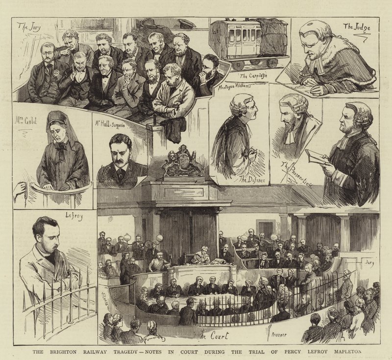 La tragédie ferroviaire de Brighton, notes au tribunal pendant le procès de Percy Lefroy Mapleton - English School