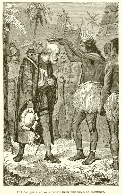 Le cacique plaçant une couronne sur la tête de Colomb - English School