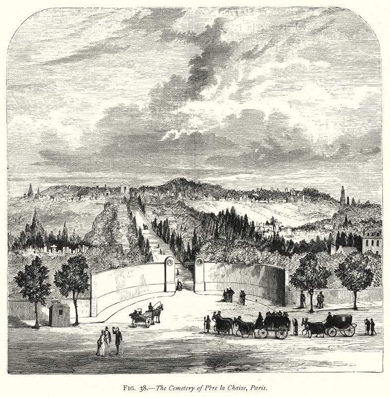 Le cimetière du Père Lachaise, Paris (gravure) - English School