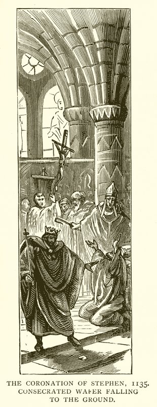 Le couronnement de Stephen, 1135. Hostie consacrée tombant au sol - English School
