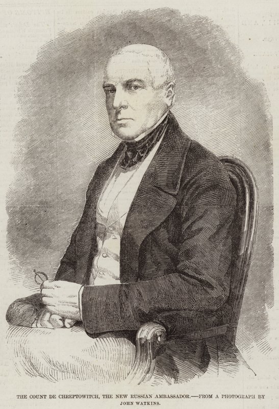 Le Comte de Chreptowitch, le nouvel ambassadeur russe (gravure) - English School