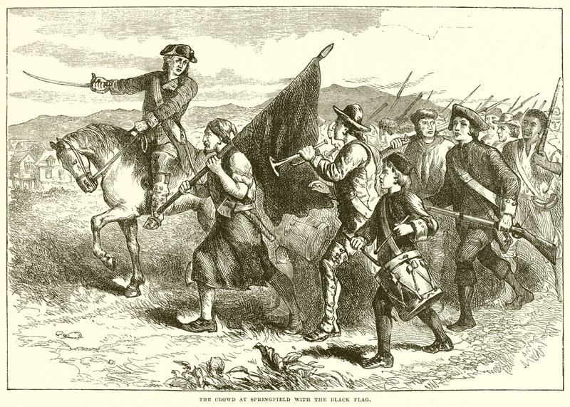 La foule à Springfield avec le drapeau noir - English School