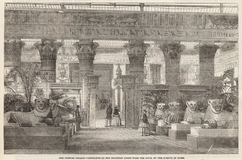 Le Crystal Palace : Entrée de la cour égyptienne depuis la nef par l