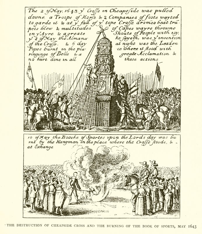 Destruction de la croix de Cheapside et brûlage du Livre des Sports, mai 1643 - English School