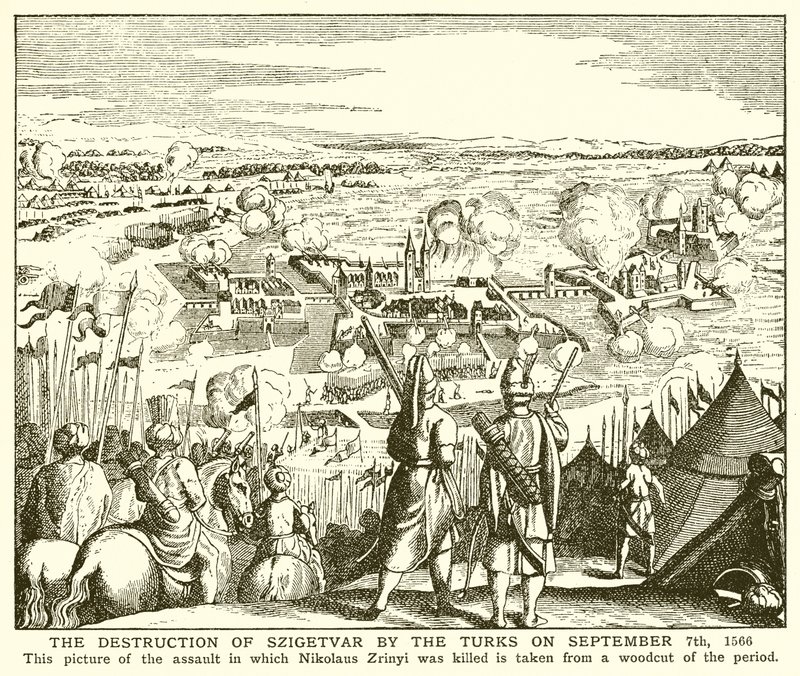 La destruction de Szigetvár par les Turcs le 7 septembre 1566 - English School