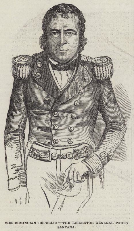 La République dominicaine, le libérateur général Pedro Santana (gravure) - English School