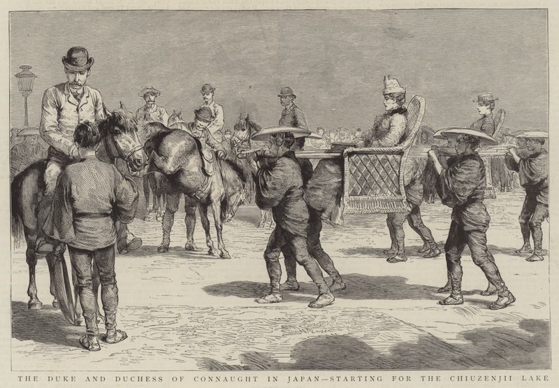 Le duc et la duchesse de Connaught au Japon, départ pour le lac Chiuzenjii - English School