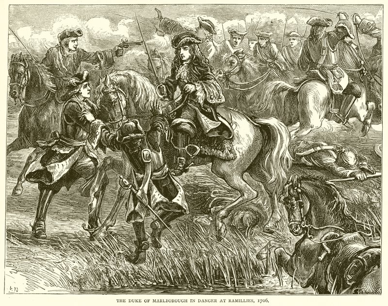 Le duc de Marlborough en danger à Ramillies, 1706 - English School