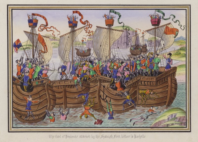 Le comte de Pembroke attaqué par la flotte espagnole, avant La Rochelle - English School