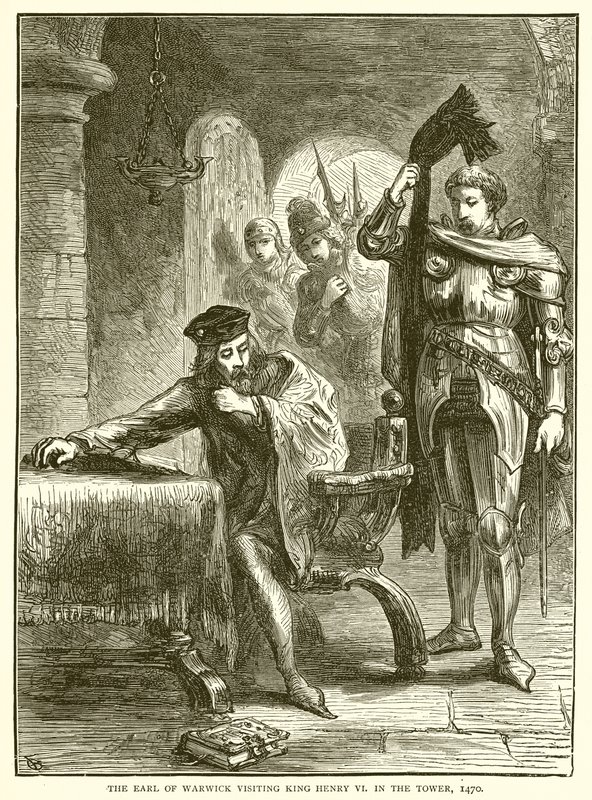 Le comte de Warwick visitant le roi Henri VI à la Tour, 1470 - English School