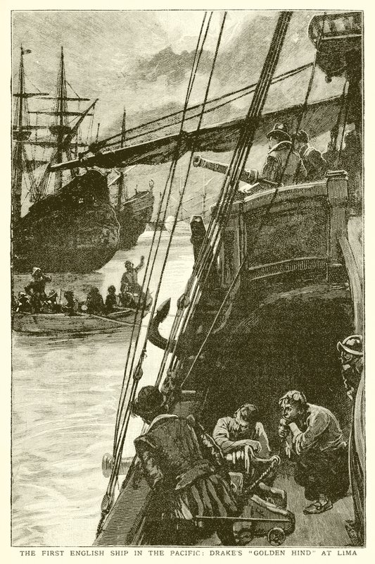 Le premier navire anglais dans le Pacifique : le Golden Hind de Drake à Lima - English School