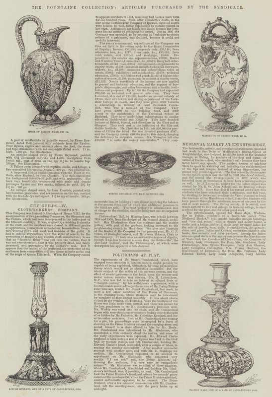 La collection Fountaine, articles achetés par le syndicat (gravure) - English School