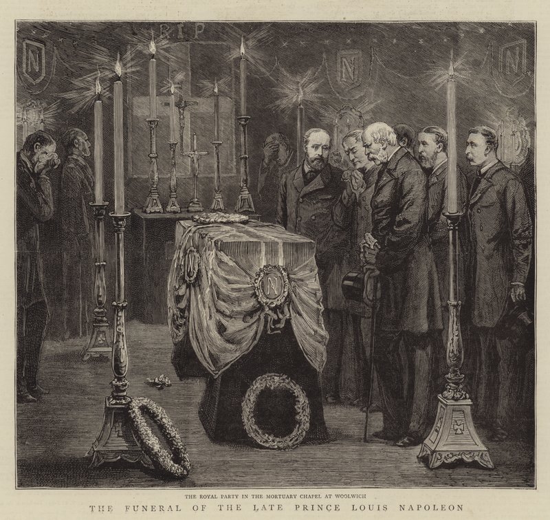 Les funérailles du défunt prince Louis Napoléon (gravure) - English School