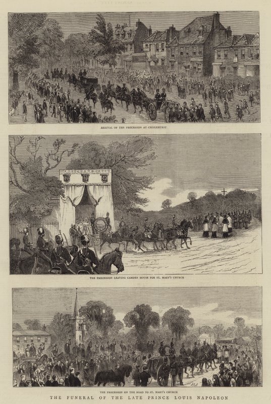 Les funérailles du défunt prince Louis Napoléon (gravure) - English School