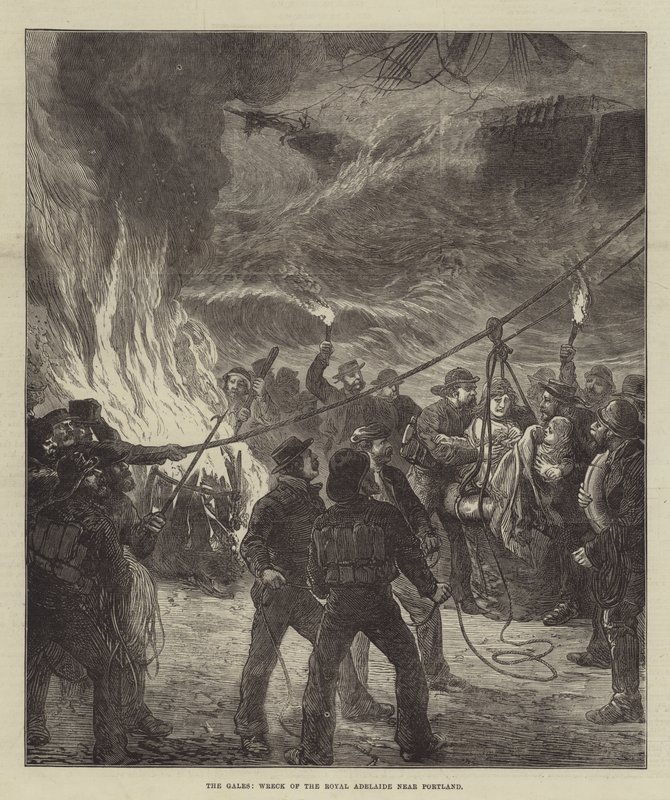 Les Tempêtes, Naufrage du Royal Adelaide près de Portland - English School