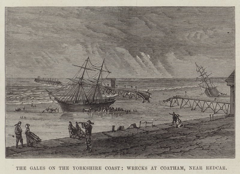 Les tempêtes sur la côte du Yorkshire, naufrages à Coatham, près de Redcar - English School