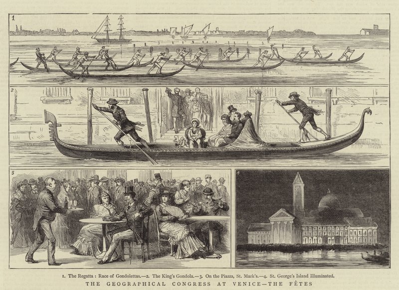 Le Congrès géographique à Venise, les fêtes (gravure) - English School